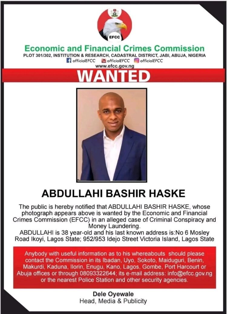 EFCC Declares Atiku’s Son-In-Law Abdullahi Bashir Haske Wanted For Alleged Money Laundering