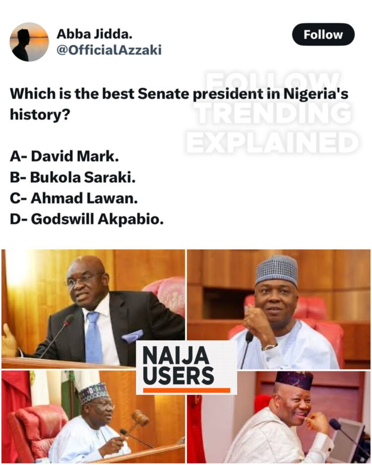 Twitter Nigeria names Bukola Sarak as best senate president and Godswill Akpabio as worst