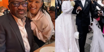 Femi Otedola Tells Temi At Iceland Wedding That Mr Eazi Is Her New Boss