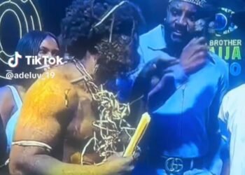 Chaos As Mentally Ill Man Storms BBNaija S10 Eviction Stage, Tries To Grab Mic From Ebuka