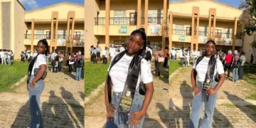 Lady Goes Viral After Graduating As The Only Student In Her Department At EKSU