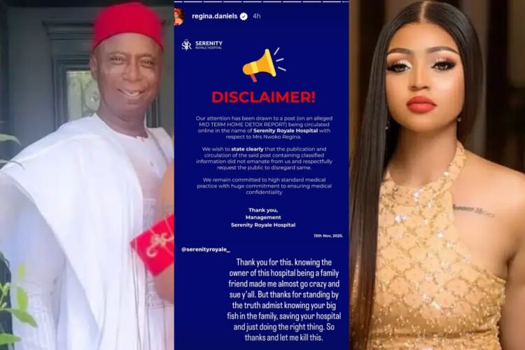 Ned Nwoko Confirms Regina Daniels’ Leaked Medical Report, Urges Immediate Treatment