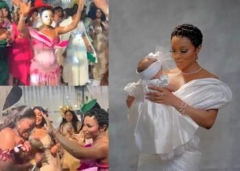 Toke Makinwa Dedicates Her Baby Girl At Church