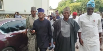 PHOTOS: Turaki, Ex-Govs, PDP Leaders In Private Meeting With Obasanjo