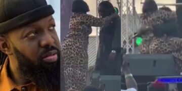 Timaya Tumbles on Stage While Lifting Fan, Crowd Goes Wild