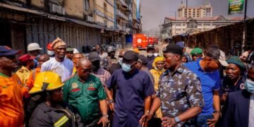Sanwo-Olu Inspects Great Nigeria Insurance House Fire, Confirms Partial Collapse And Demolition Plans