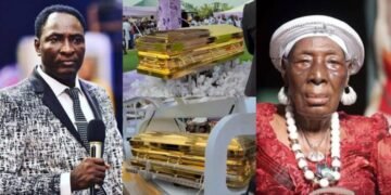 Prophet Jeremiah Fufeyin Buries Mother in Gold-Plated Casket Reportedly Worth ₦150 Million