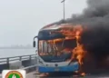 High-Capacity Bus Catches Fire on Third Mainland Bridge, Disrupts Traffic